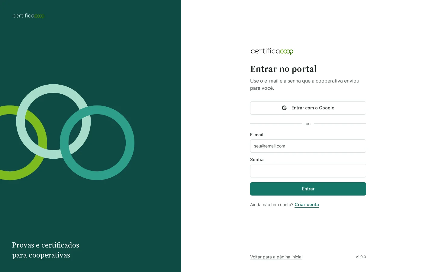 Certifica.Coop · provas e certificados para cooperativas