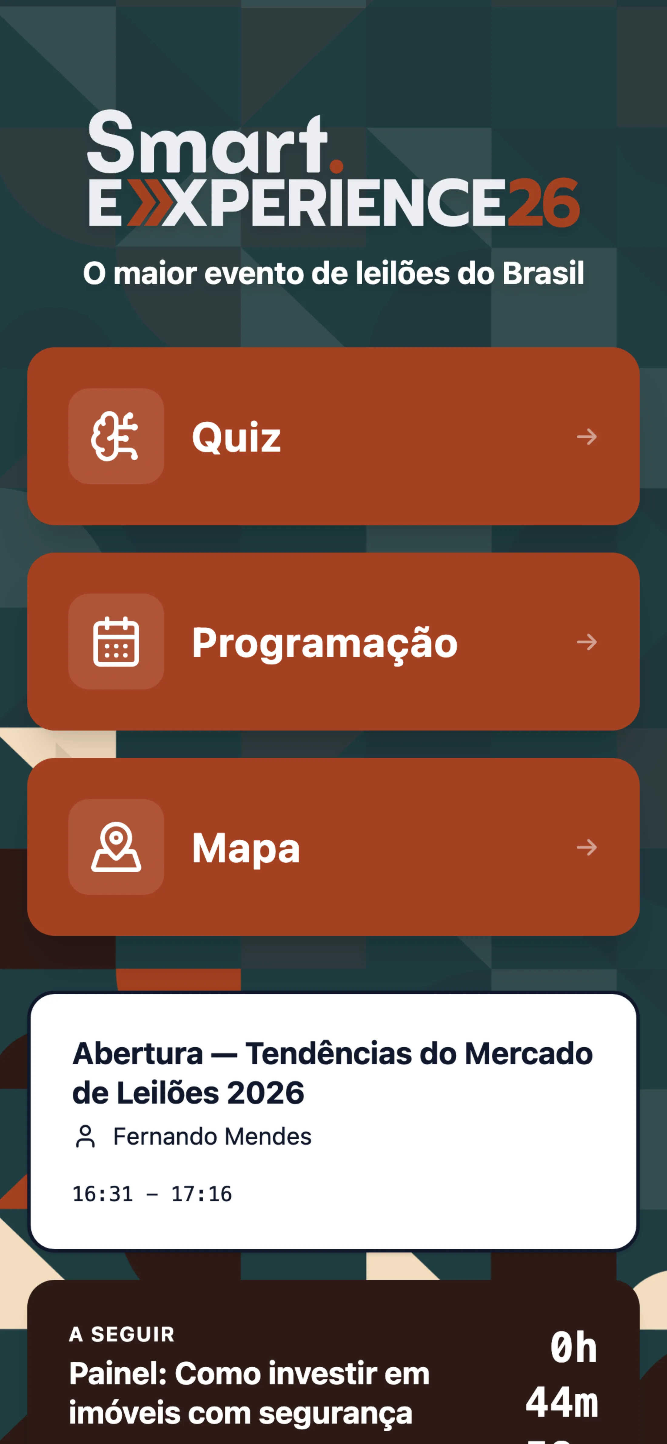 Home do app com contagem regressiva