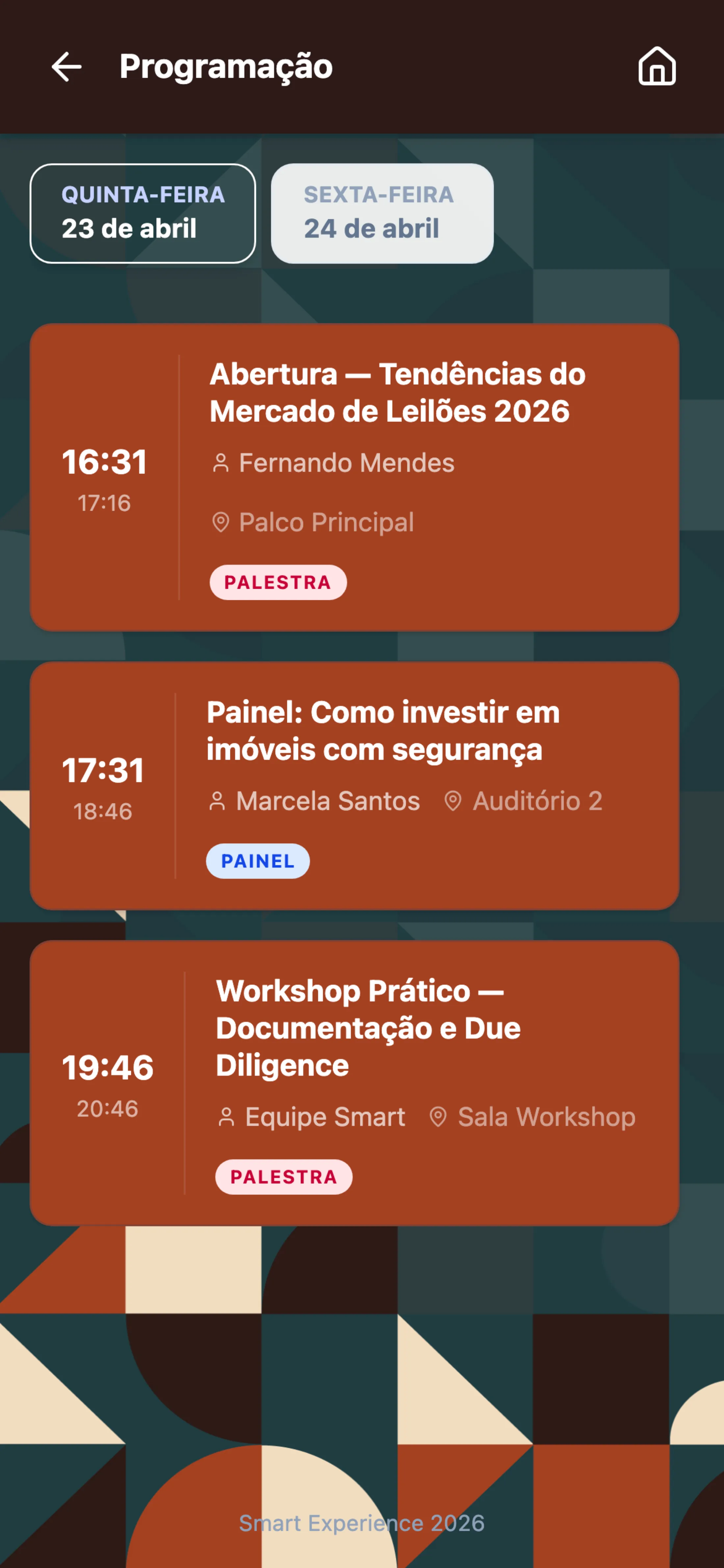 Programação do evento