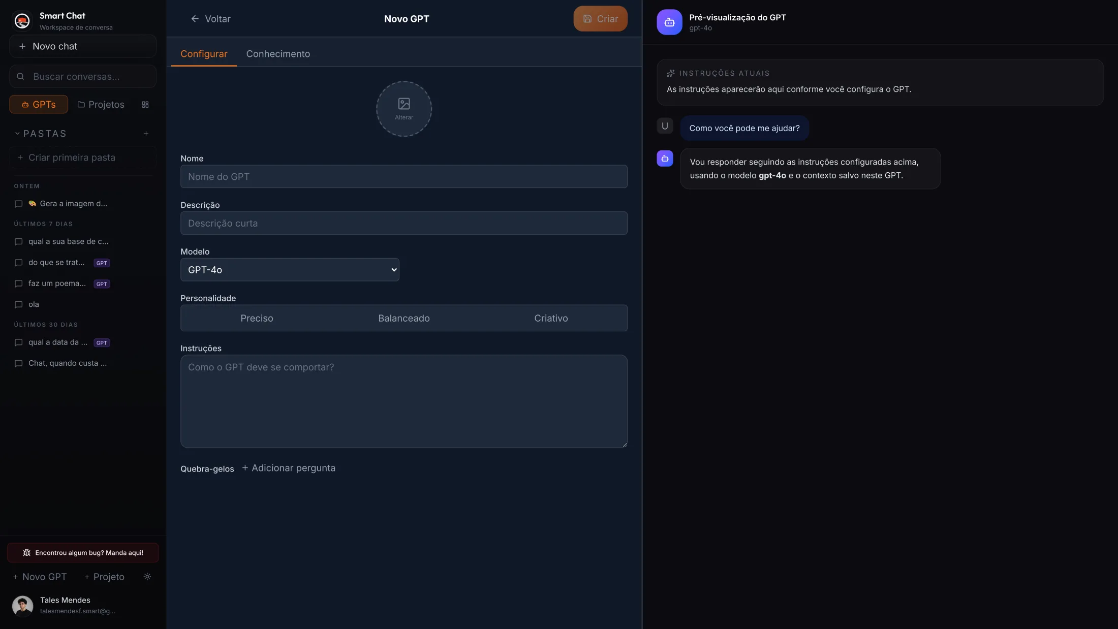 Editor de GPT customizado