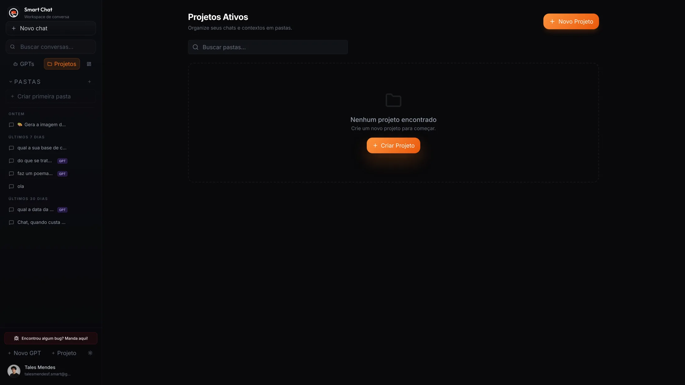 Projetos e pastas