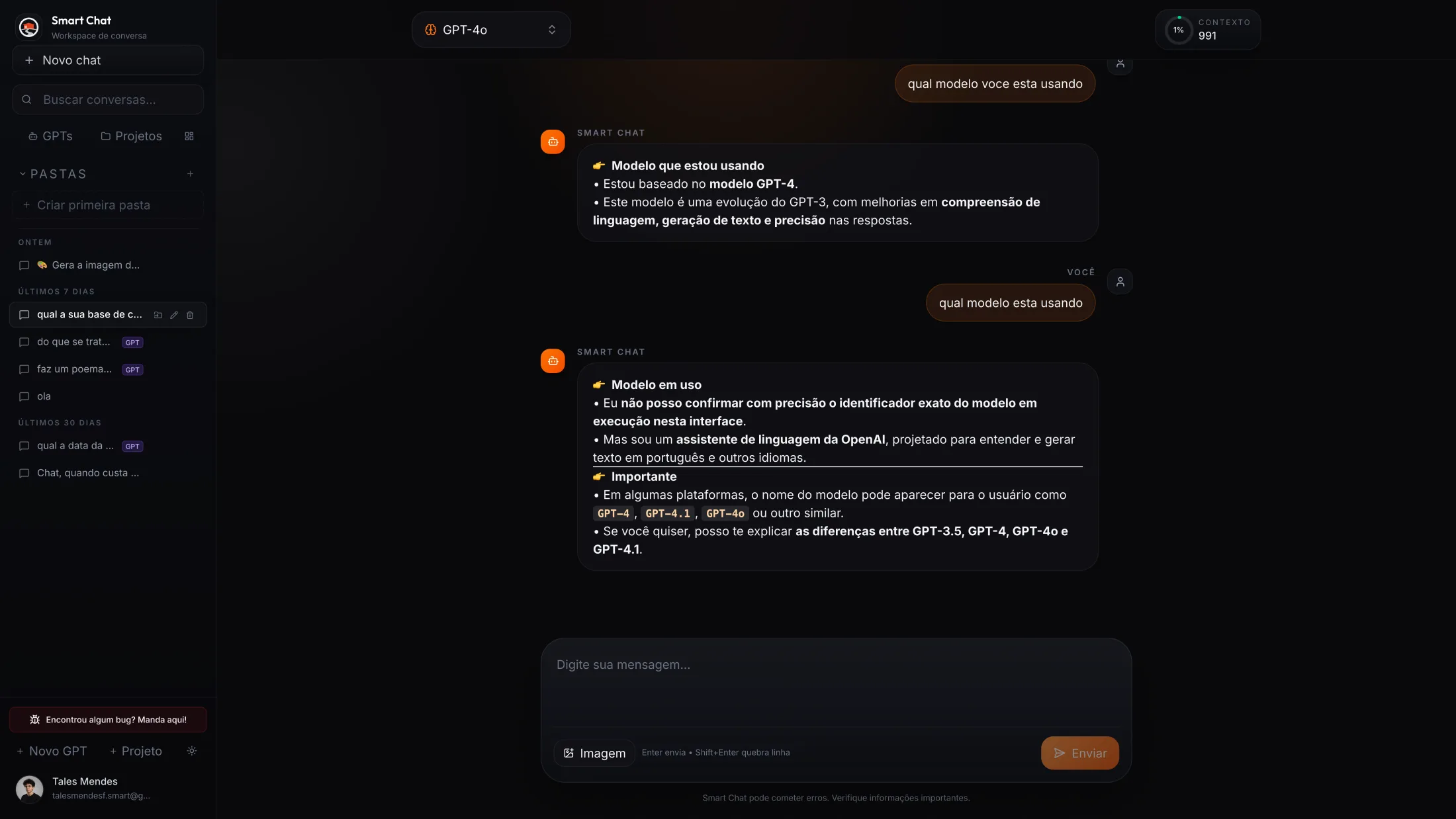 Chat ativo com geração de imagem