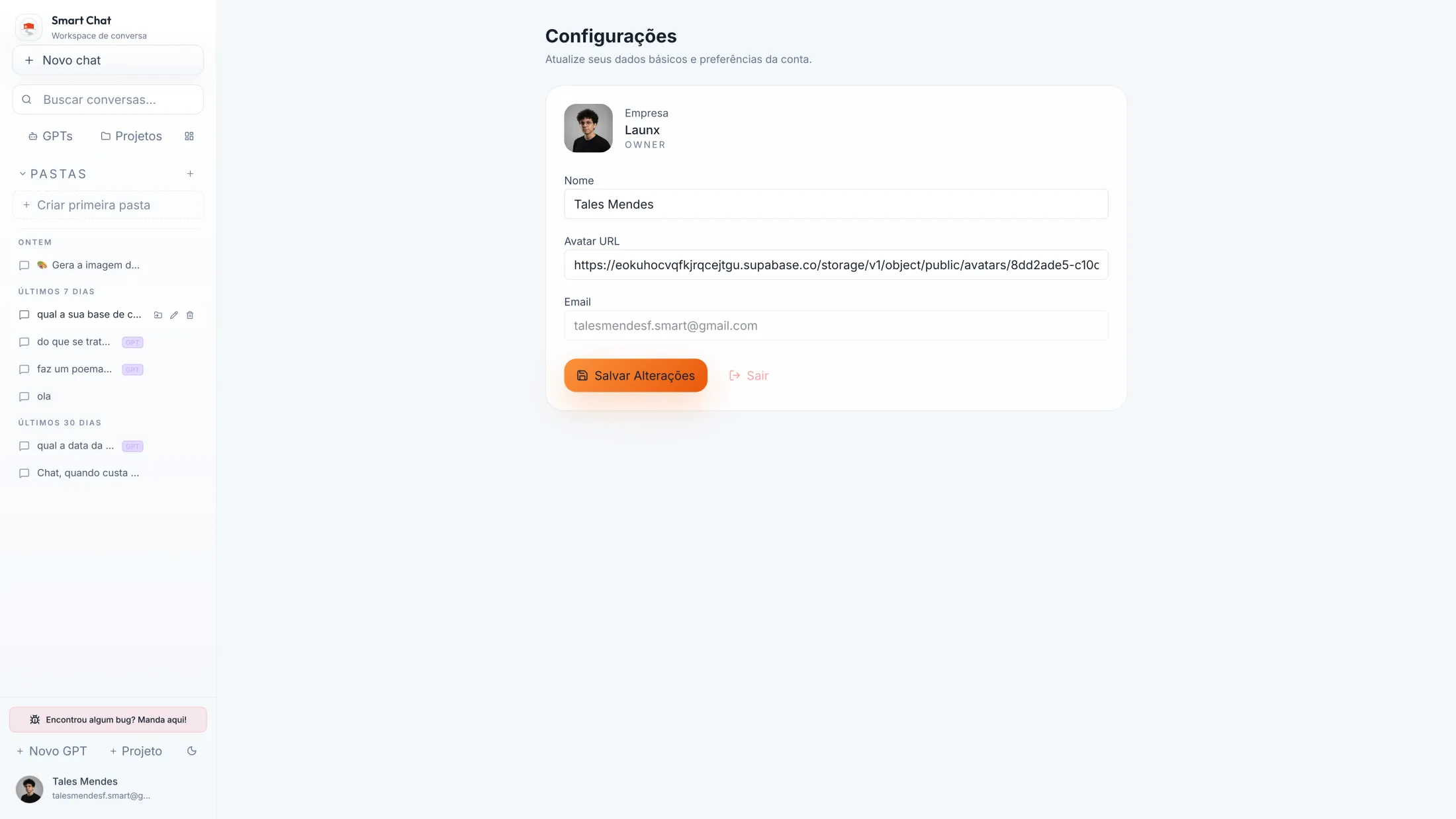 Configurações em light